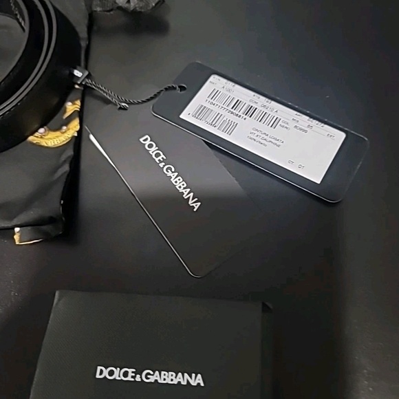 Authentic DOLCE & GABBANA Leather Belt W/Jeweled Logo Buckle SZ 34 NWT BE1272 main image 10